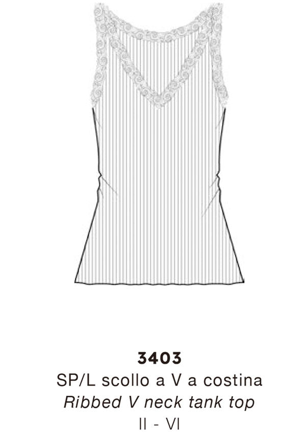 【3403】WOMAN RIBBED V NECK TANK TOP WOOL/SILK LEAVERS【Oscalito】
