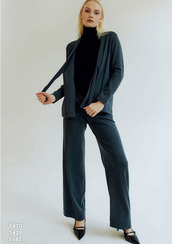 【3429】WOMAN L/SL MOCK NECK WOOL SILK RIB【Oscalito】