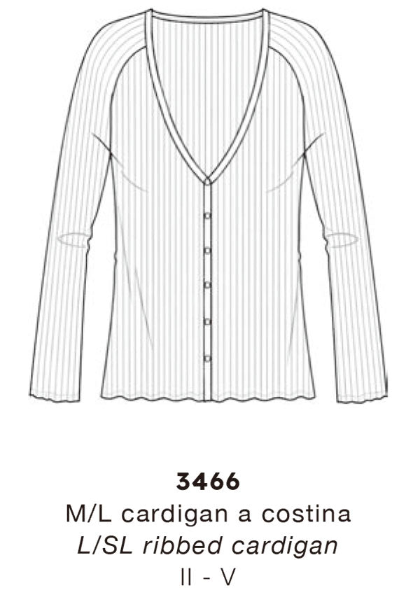 【3466】W L/SL CARDIGAN WOOL/SILK RIB【Oscalito】