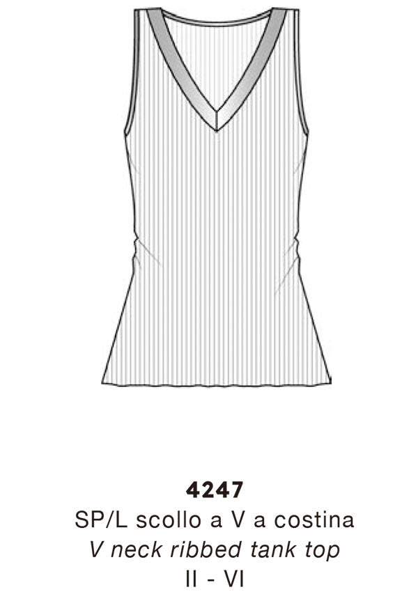 【4247】WOMAN TANK SHIRT "V" WOOL/SILK RIB SATIN TRIM【Oscalito】