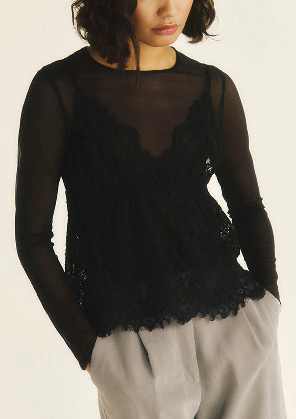 【7839】WOMAN L/SL TULLE SHIRT 【Oscalito】