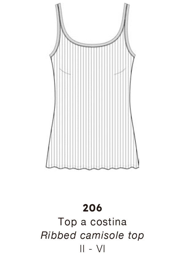 【206】WOMAN RIBBED CAMI TOP ELASTIC GAUZE WOOL/SILK【Oscalito】