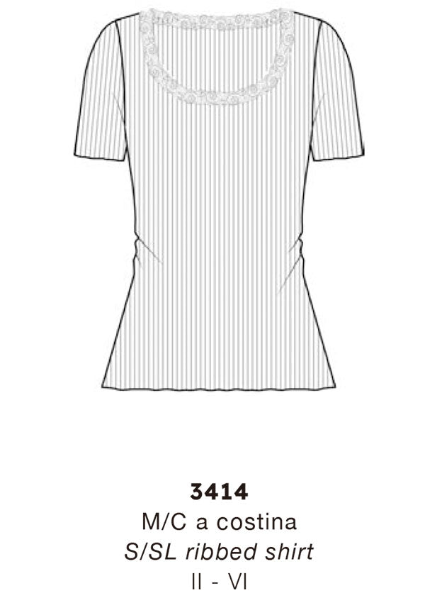 【3414】WOMAN T-SHIRT WOOL SILK RIB LEAVERS【Oscalito】