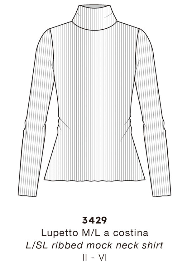 【3429】WOMAN L/SL MOCK NECK WOOL SILK RIB【Oscalito】