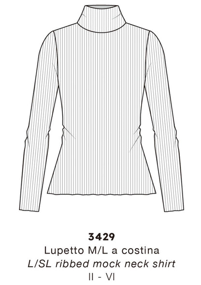 【3429】WOMAN L/SL MOCK NECK WOOL SILK RIB【Oscalito】