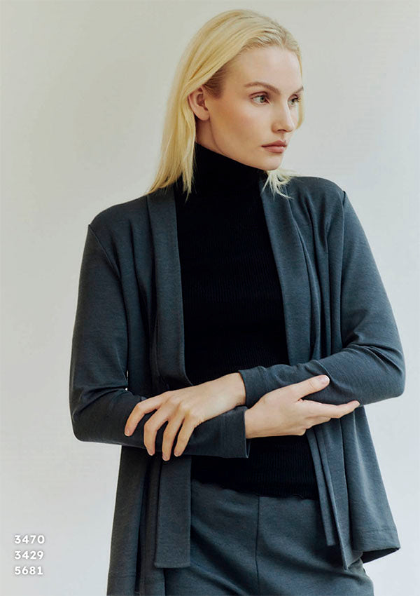 【3429】WOMAN L/SL MOCK NECK WOOL SILK RIB【Oscalito】