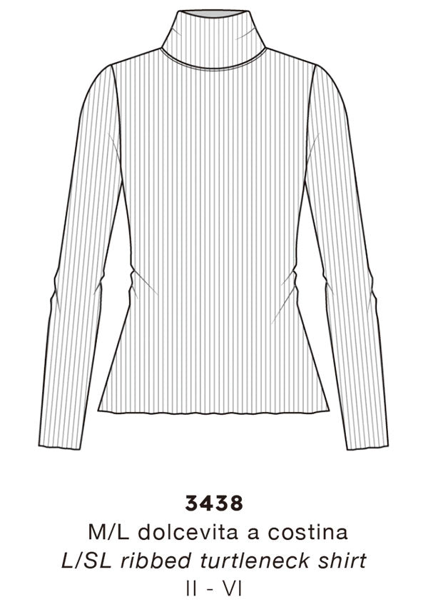 【3438】WOMAN L/SL RIB TURTLENECK WOOL SILK【Oscalito】