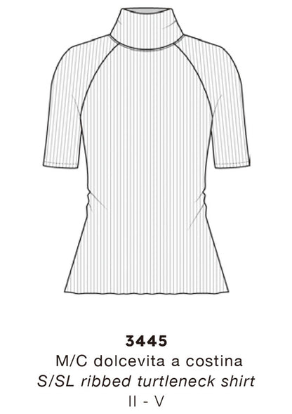 【3445】WOMAN TURTLENECK RIBBED T-SHIRT WOOL/SILK【Oscalito】