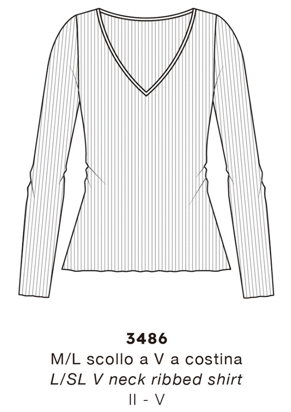 【3486】WOMAN L/SL "V" WOOL SILK RIB 【Oscalito】