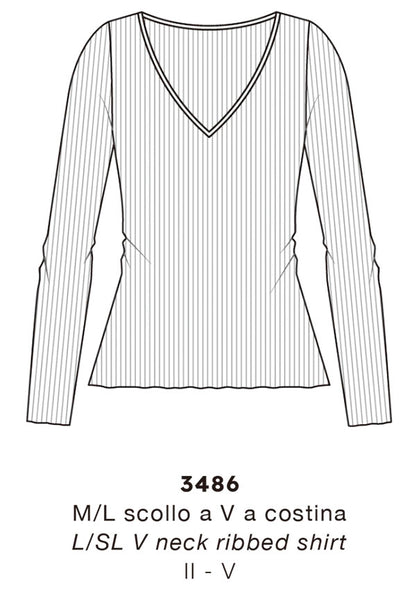 【3486】WOMAN L/SL "V" WOOL SILK RIB 【Oscalito】