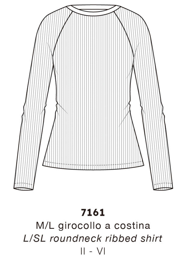 【7161】WOMAN L/SL ROUNDNECK RIBBED SHIRT COTTON 【Oscalito】