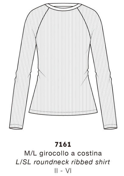 【7161】WOMAN L/SL ROUNDNECK RIBBED SHIRT COTTON 【Oscalito】