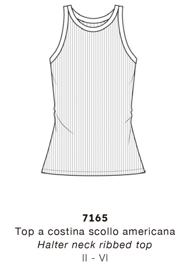 【7165】WOMAN HALTER NECK RIBBED TOP COTTON 【Oscalito】