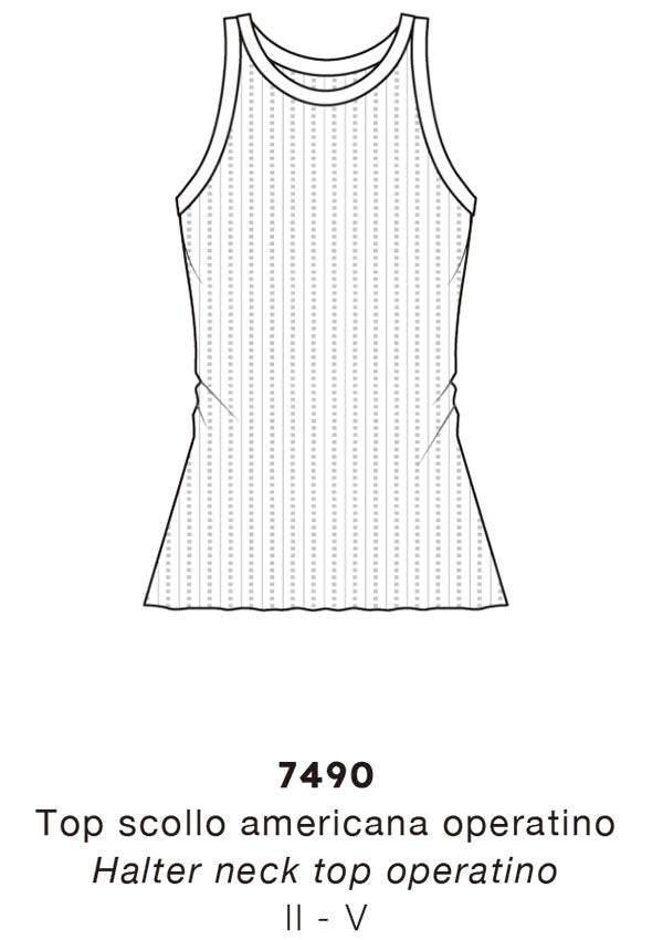 【7490】WOMAN HALTER NECK TOP OPERATINO WOOL/SILK 【Oscalito】