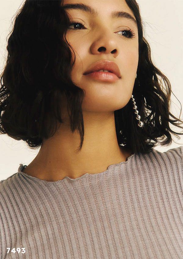 【7493】WOMAN T-SHIRT OPERATINO WOOL/SILK 【Oscalito】