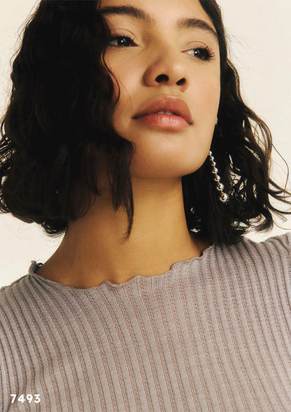 【7493】WOMAN T-SHIRT OPERATINO WOOL/SILK 【Oscalito】