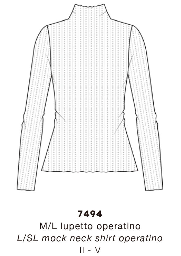 【7494】WOMAN L/SL MOCK NECK SHIRT OPERATINO WOOL/SILK 【Oscalito】