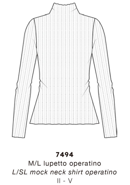 【7494】WOMAN L/SL MOCK NECK SHIRT OPERATINO WOOL/SILK 【Oscalito】