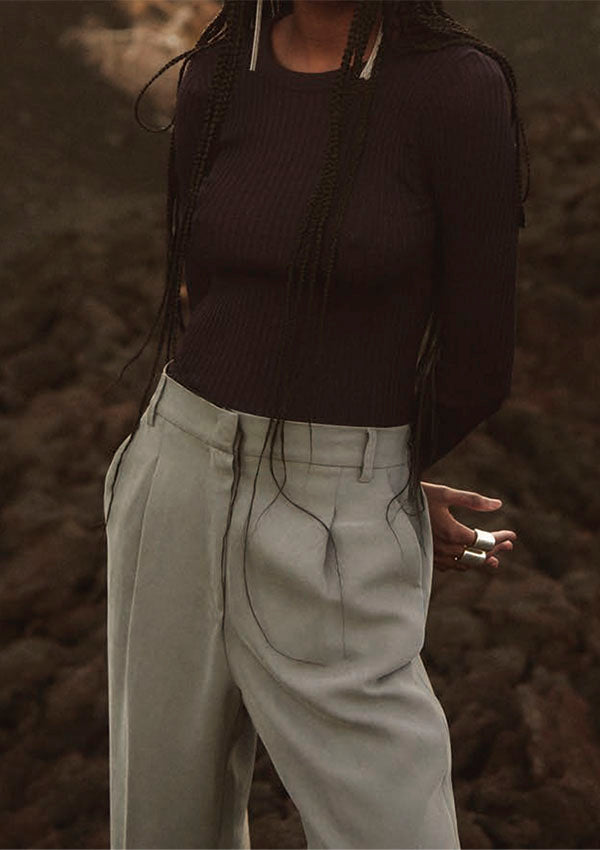 【7496】WOMAN L/SL ROUNDNECK SHIRT OPERATINO WOOL/SILK 【Oscalito】