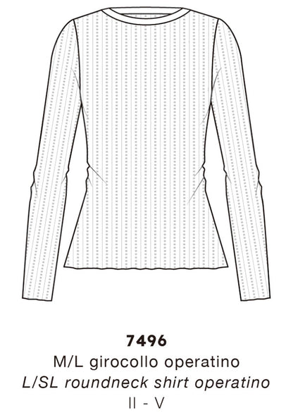 【7496】WOMAN L/SL ROUNDNECK SHIRT OPERATINO WOOL/SILK 【Oscalito】