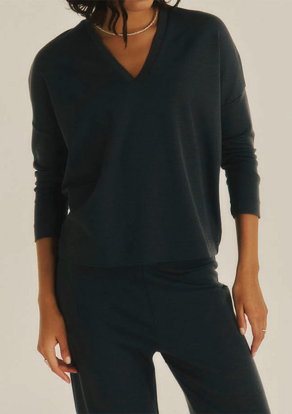 【7636】WOMAN L/SL V NECK FLAT SHIRT WOOL/SILK 【Oscalito】