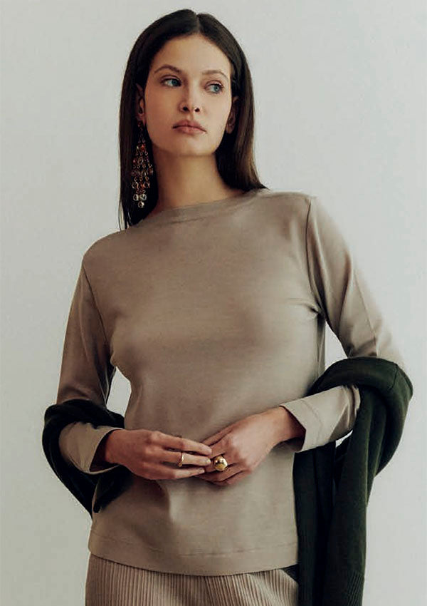 【7637】WOMAN L/SL FLAT SHIRT WOOL/SILK 【Oscalito】