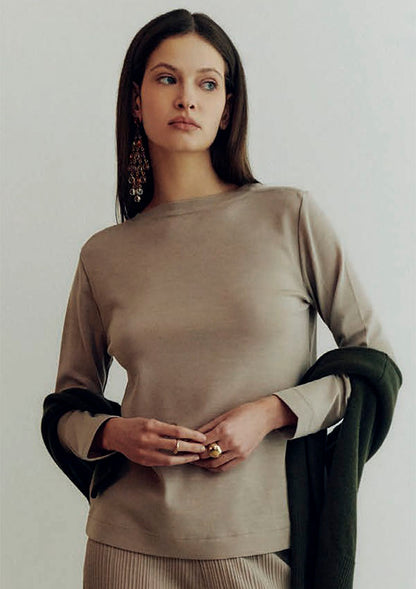 【7637】WOMAN L/SL FLAT SHIRT WOOL/SILK 【Oscalito】