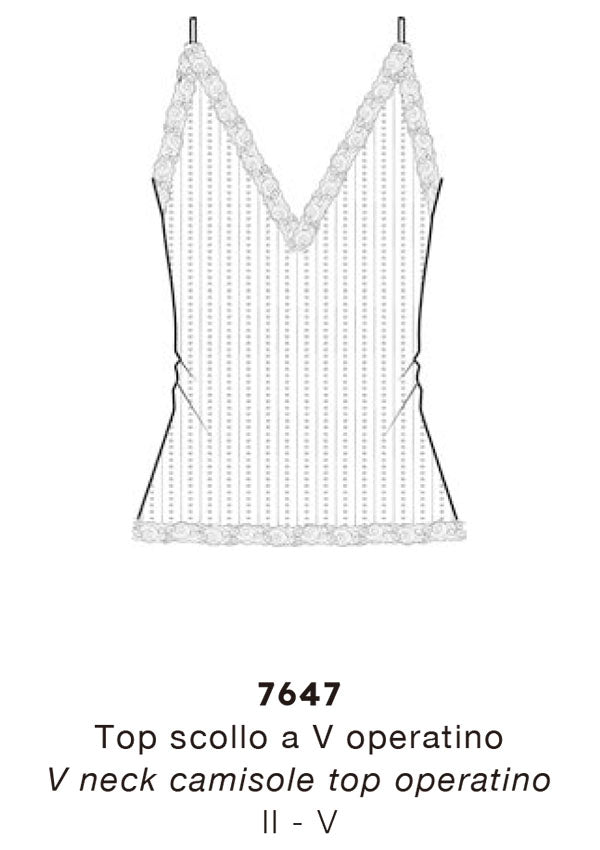 【7647】WOMAN V NECK CAMI TOP OPERATINO WOOL/SILK LEAVERS 【Oscalito】