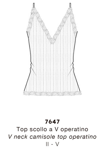 【7647】WOMAN V NECK CAMI TOP OPERATINO WOOL/SILK LEAVERS 【Oscalito】