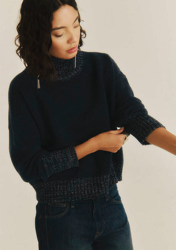 【7671L】WOMAN L/SL MOCK NECK WOOL/LUREX 【Oscalito】