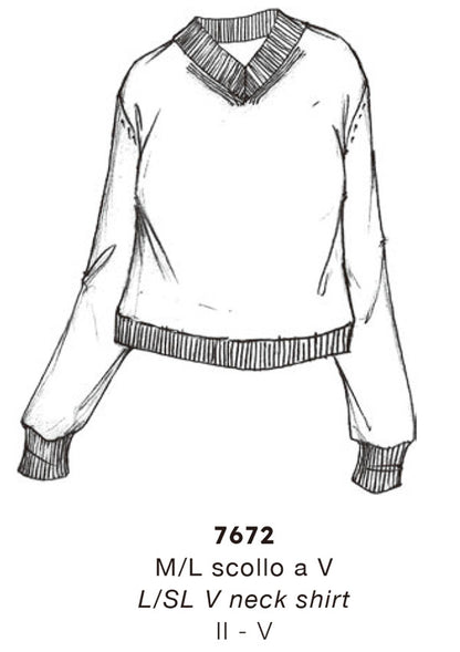 【7672】WOMAN L/SL V NECK SHIRT WOOL 【Oscalito】