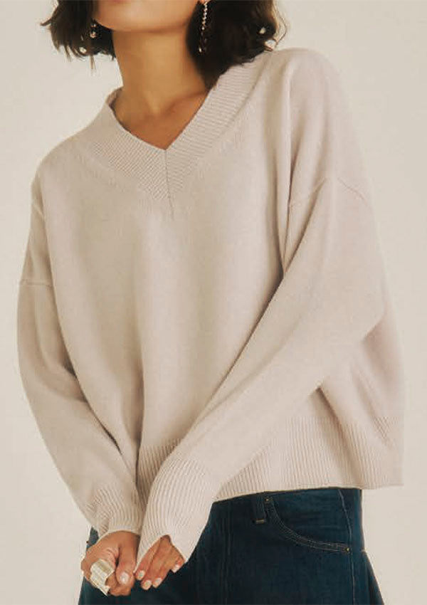 【7672】WOMAN L/SL V NECK SHIRT WOOL 【Oscalito】
