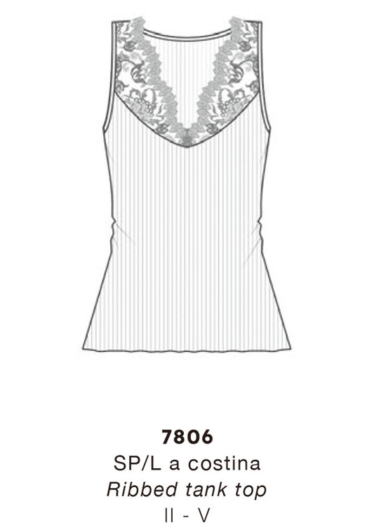 【7806】WOMAN TANK TOP WOOL/SILK LEAVERS【Oscalito】