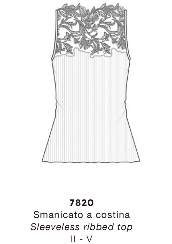 【7820】WOMAN RIBBED TOP WOOL/SILK EMBROIDERED TULLE【Oscalito】