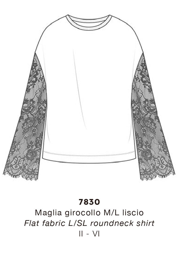 【7830】WOMAN L/SL WOOL/SILK SHIRT ALLOVER LACE【Oscalito】