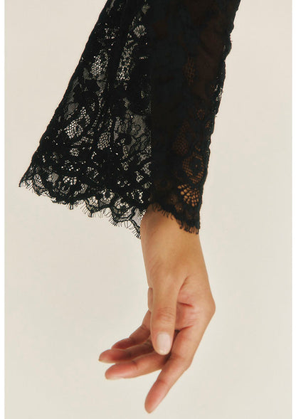 【7830】WOMAN L/SL WOOL/SILK SHIRT ALLOVER LACE【Oscalito】