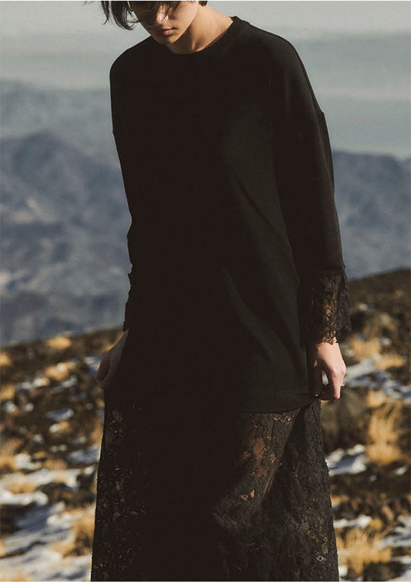 【7831】WOMAN L/SL WOOL/SILK DRESS ALLOVER LACE【Oscalito】