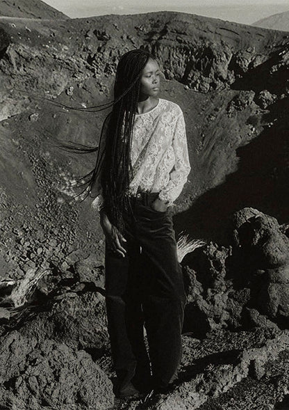 【7834】WOMAN L/SL CROPPED SHIRT ALLOVER LACE【Oscalito】