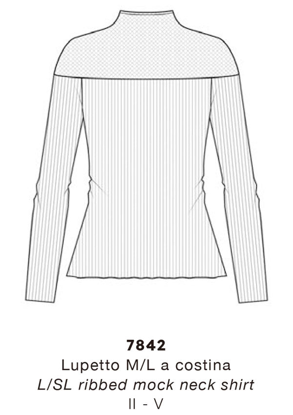 【7842】WOMAN L/SL WOOL/SILK RIBBED SHIRT W TULLE【Oscalito】