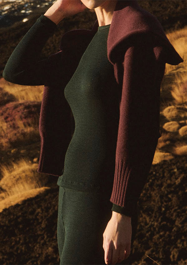 【7850】WOMAN L/SL SHIRT WOOL/SILK WAFFLE 【Oscalito】