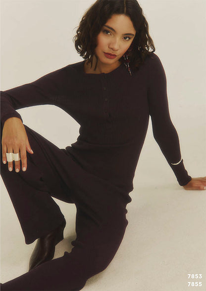 【7853】WOMAN L/SL HENLEY SHIRT WOOL/SILK WAFFLE 【Oscalito】