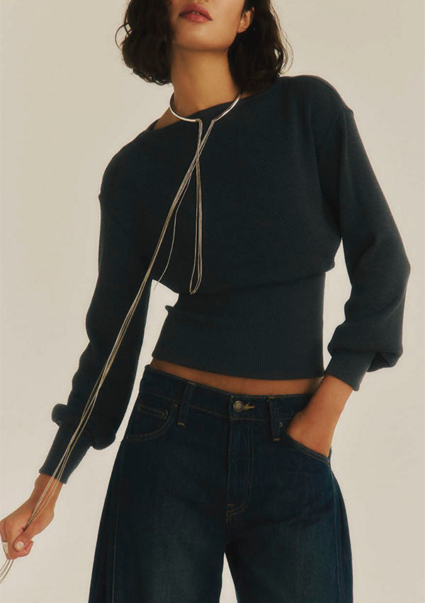 【7854】WOMAN L/SL BOAT NECK SHIRT WOOL/SILK WAFFLE 【Oscalito】