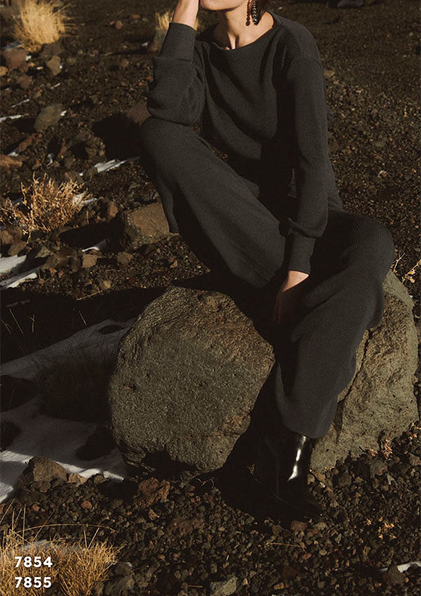 【7855】WOMAN WIDE-LEG TROUSERS WOOL/SILK WAFFLE 【Oscalito】