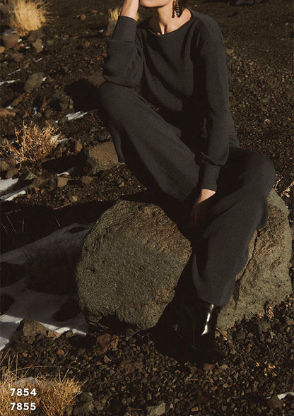 【7855】WOMAN WIDE-LEG TROUSERS WOOL/SILK WAFFLE 【Oscalito】