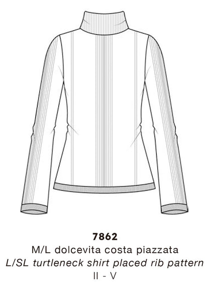 【7862】WOMAN L/SL WOOL/SILK TURTLENECK SHIRT RIB PATTERN 【Oscalito】