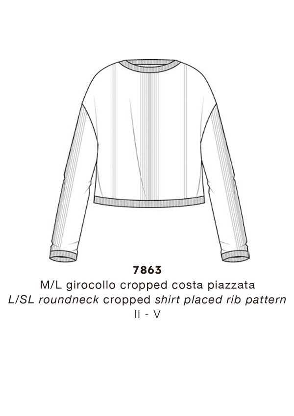 【7863】WOMAN L/SL WOOL/SILK CROPPED SHIRT RIB PATTERN 【Oscalito】
